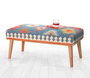 Atelier Del Sofa Banco Azul Algodón Lino Patas Haya 91x46x42 cm Comodidad y Estilo